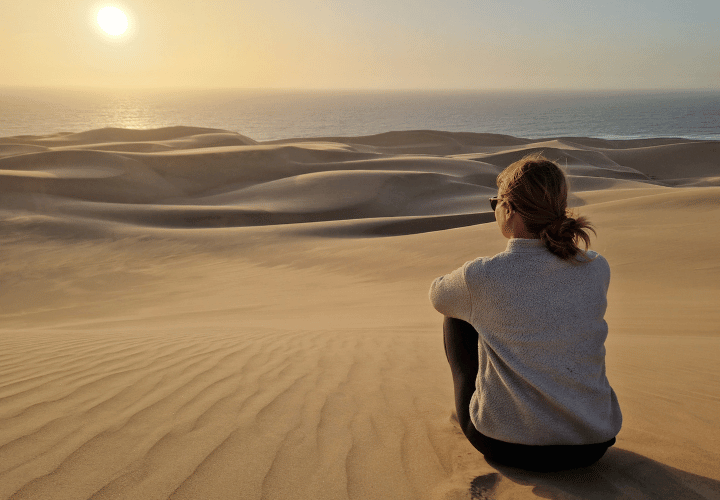 Coucher de soleil à Sandwich harbour - Namibie